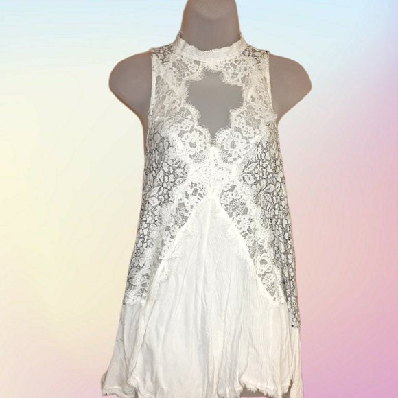 Free People White and Black Lace Minidress sz S